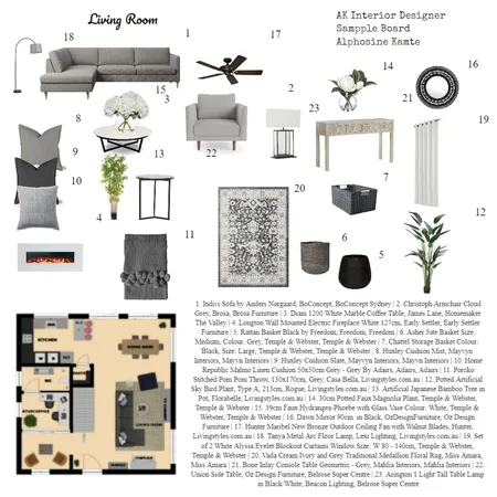 Interior Designer AK Sample Board Interior Design Mood Board by Alphonsine Kamte on Style Sourcebook