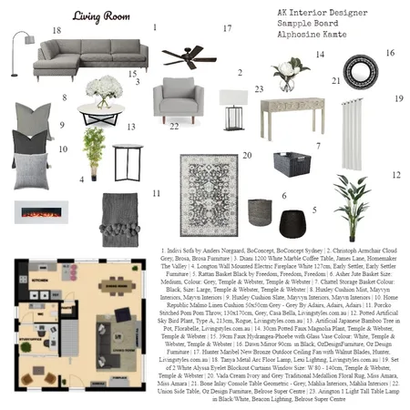 Interior Designer AK Sample Board Interior Design Mood Board by Alphonsine Kamte on Style Sourcebook