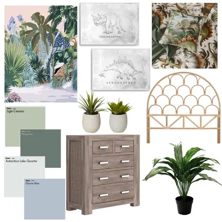 Dinosaur Hotel Room Interior Design Mood Board by Elaina on Style Sourcebook