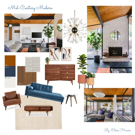 Mid Century Modern Blues Interior Design Mood Board by E.Hinson on Style Sourcebook