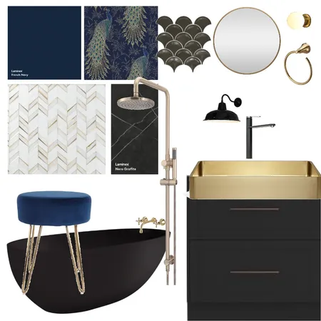 Art Deco Bathroom Interior Design Mood Board by crtnyrffl on Style Sourcebook