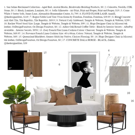 Industrial Living Room Interior Design Mood Board by jordierowe on Style Sourcebook