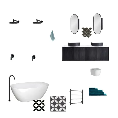Dark Bathroom Draft Interior Design Mood Board by Siscon Projects on Style Sourcebook