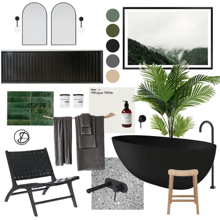 Rainforest green bathroom Interior Design Mood Board by Designingly Co on Style Sourcebook