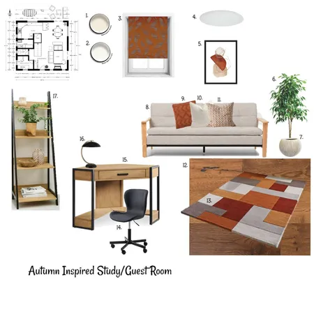 Sample Board - Autumn Analogous Study Interior Design Mood Board by nickylundo on Style Sourcebook