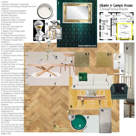 Module 9 - Sample Board (Living/Dining Room) Interior Design Mood Board by fleurwalker on Style Sourcebook