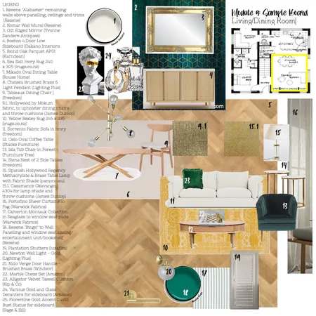 Module 9 - Sample Board (Living/Dining Room) Interior Design Mood Board by fleurwalker on Style Sourcebook