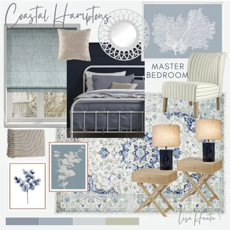Coastal Hamptons Master Bedroom Interior Design Mood Board by Lisa Hunter Interiors on Style Sourcebook