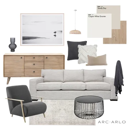 Natural Contemporary Living Room Interior Design Mood Board by Arc and Arlo on Style Sourcebook