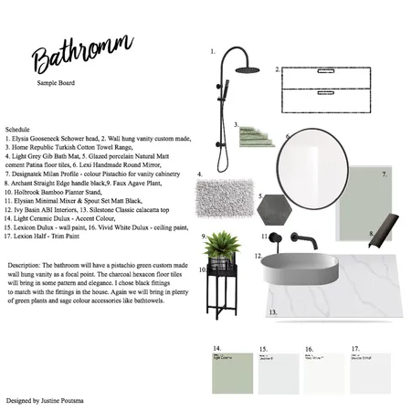 Bathroom sample board Interior Design Mood Board by Justine P on Style Sourcebook