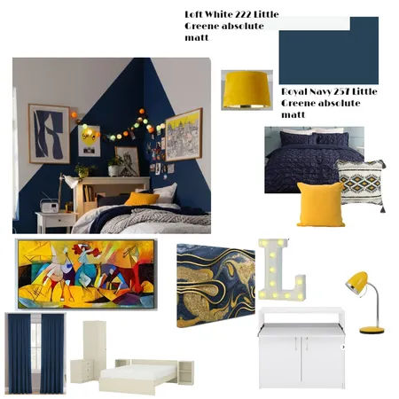 teen navy and mustard Interior Design Mood Board by kellyk on Style Sourcebook
