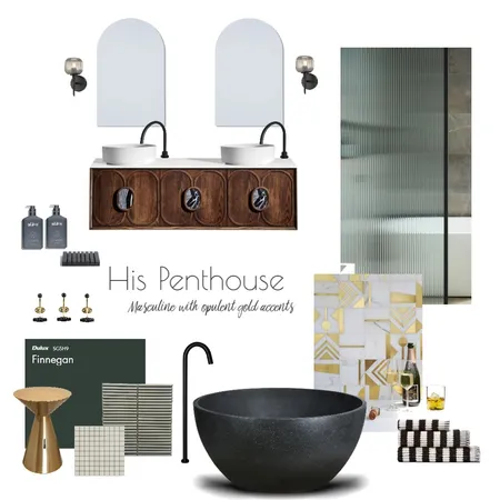 His Penthouse Bathroom Interior Design Mood Board by Sharna Seymour on Style Sourcebook