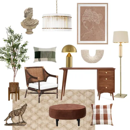 Warm & Woody Study Interior Design Mood Board by Studio Cloche on Style Sourcebook