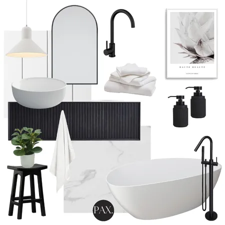 Achromatic Bathroom Interior Design Mood Board by PAX Interior Design on Style Sourcebook