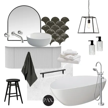 Achromatic Bathroom Interior Design Mood Board by PAX Interior Design on Style Sourcebook