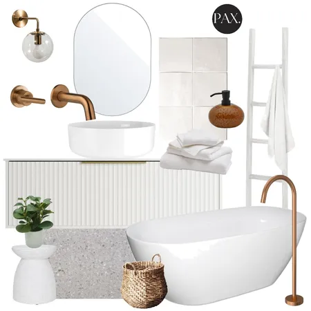 White & Brushed Copper Bathroom Interior Design Mood Board by PAX Interior Design on Style Sourcebook