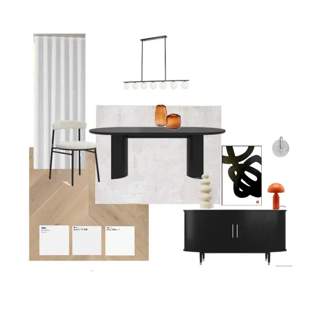 Accented Achromatic Dining Room Interior Design Mood Board by Pase & Co Designs on Style Sourcebook