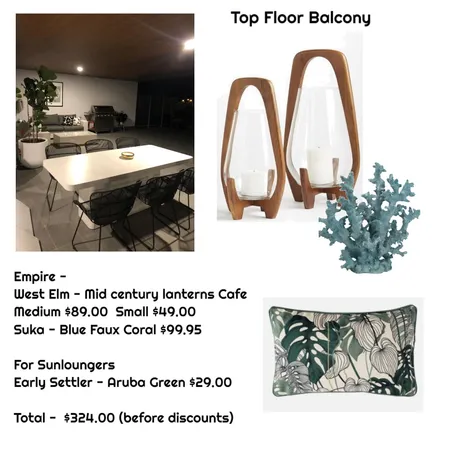 Sara and Emil Top floor balcony Interior Design Mood Board by Katelyn Scanlan on Style Sourcebook