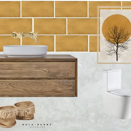 mustard bathroom Interior Design Mood Board by ameliarogers on Style Sourcebook