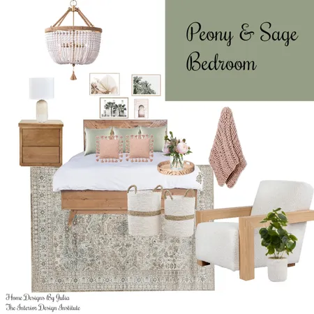 Sage and Peony Bedroom Interior Design Mood Board by Julia Johnston on Style Sourcebook