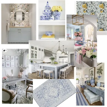 French Blue, Yellow and Blush Color Scheme Interior Design Mood Board by KristinH on Style Sourcebook