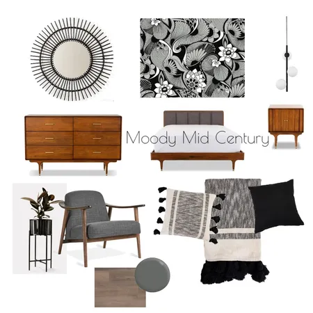 Moody Mid Century Bedroom Interior Design Mood Board by onewholesomegal on Style Sourcebook