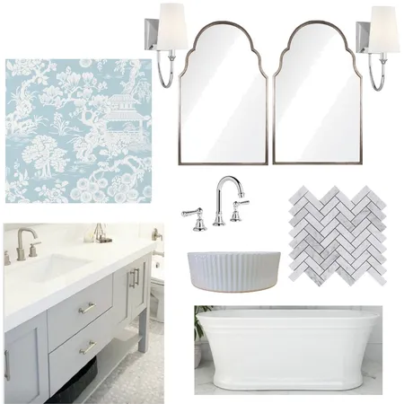 Kids Bathroom Spa Blue Wallpaper Interior Design Mood Board by Tamalina on Style Sourcebook