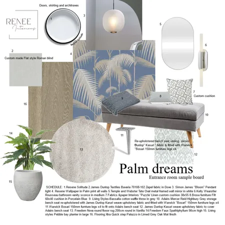 Palm dreams Entrance Interior Design Mood Board by Renee Interiors on Style Sourcebook