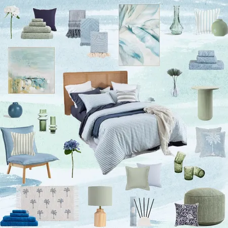 Seafoam green and Ocean blue Bedroom Interior Design Mood Board by Lucey Lane Interiors on Style Sourcebook