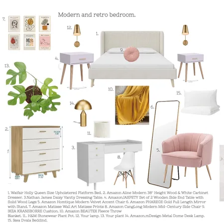 Girl Bedroom. Mid-Century retro. Interior Design Mood Board by Ryma on Style Sourcebook