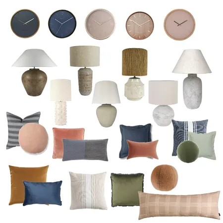 Clocks, cushions and lamps Interior Design Mood Board by Studio Vincent on Style Sourcebook