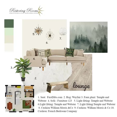 Modern forest deco lounge Interior Design Mood Board by TransformingRooms on Style Sourcebook