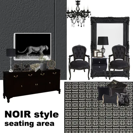 Noir Seating Area Interior Design Mood Board by Design Decor Decoded on Style Sourcebook