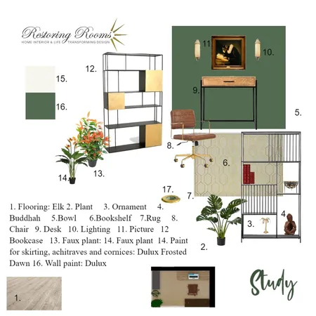 Modern forest deco study Interior Design Mood Board by TransformingRooms on Style Sourcebook