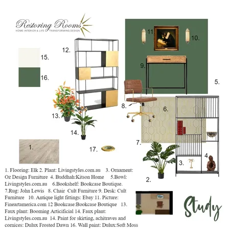 Modern forest deco study Interior Design Mood Board by TransformingRooms on Style Sourcebook