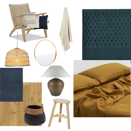 Chambre bleu et ocre cocoon Interior Design Mood Board by Clémentine on Style Sourcebook