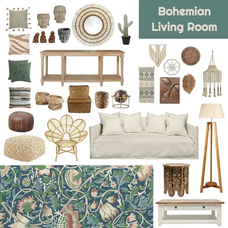 Bohemian Style living Room Interior Design Mood Board by Design Decor Decoded on Style Sourcebook