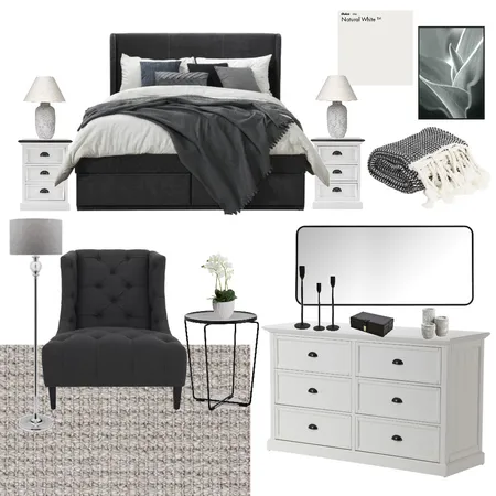 Achromatic Bedroom Interior Design Mood Board by Cemre on Style Sourcebook