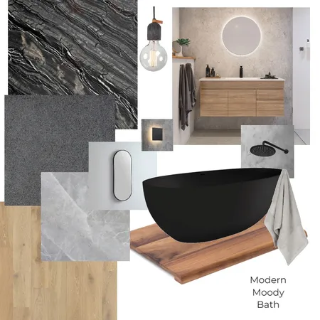 Modern Moody Bath Interior Design Mood Board by mciscato97@gmail.com on Style Sourcebook