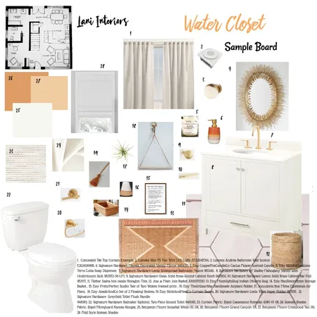 Desert Water Closet Sample Board Interior Design Mood Board by Lani Interiors on Style Sourcebook