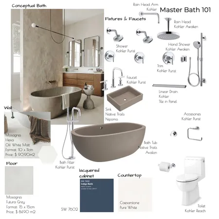 15E Master Bath. Interior Design Mood Board by Noelia Sanchez on Style Sourcebook