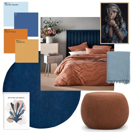 Orange and Blue Interior Design Mood Board by Elaina on Style Sourcebook