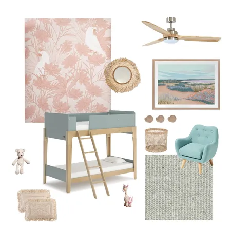 Scandi blue girls room bunk beds Interior Design Mood Board by Kayrener on Style Sourcebook