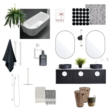 Black and White Bathroom Interior Design Mood Board by Manea Interior Design & Styling on Style Sourcebook