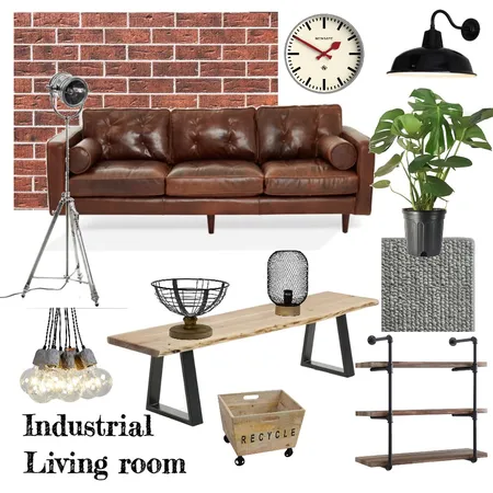 Industrial Living Room Interior Design Mood Board by klaudined on Style Sourcebook