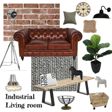 Industrial Living Room Interior Design Mood Board by klaudined on Style Sourcebook