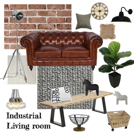 Industrial Living Room Interior Design Mood Board by klaudined on Style Sourcebook