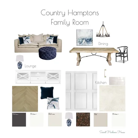 Country Hamptons Family Room Interior Design Mood Board by Secret Harbour House on Style Sourcebook