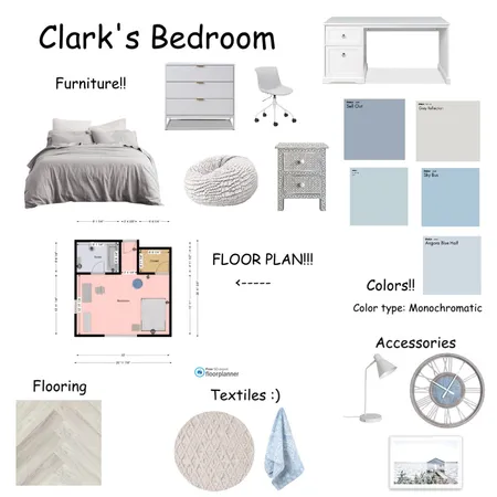 clark's bedroom!! :) Interior Design Mood Board by teakettle on Style Sourcebook