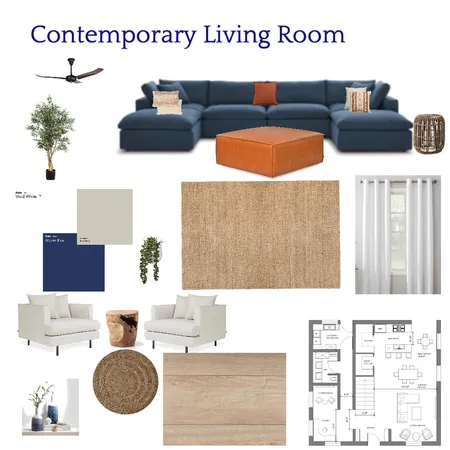 Contemporary Living Room Interior Design Mood Board by littlebeeinteriors on Style Sourcebook